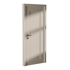 A door with a silver handle and a silver knob