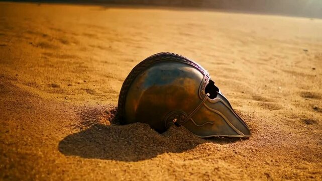  Gladiator Helmet in the Sand the Center of The Arena