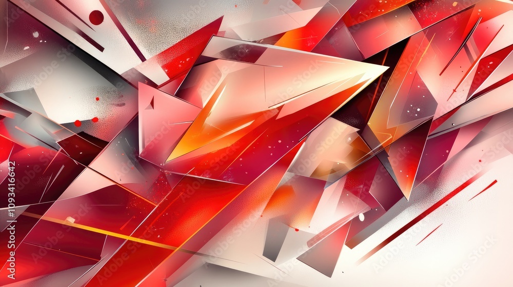 Poster vibrant red abstract background with sharp geometric shapes and smooth gradients, ideal for modern d