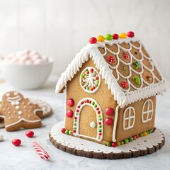 Decorative Gingerbread House with Colorful Candies
