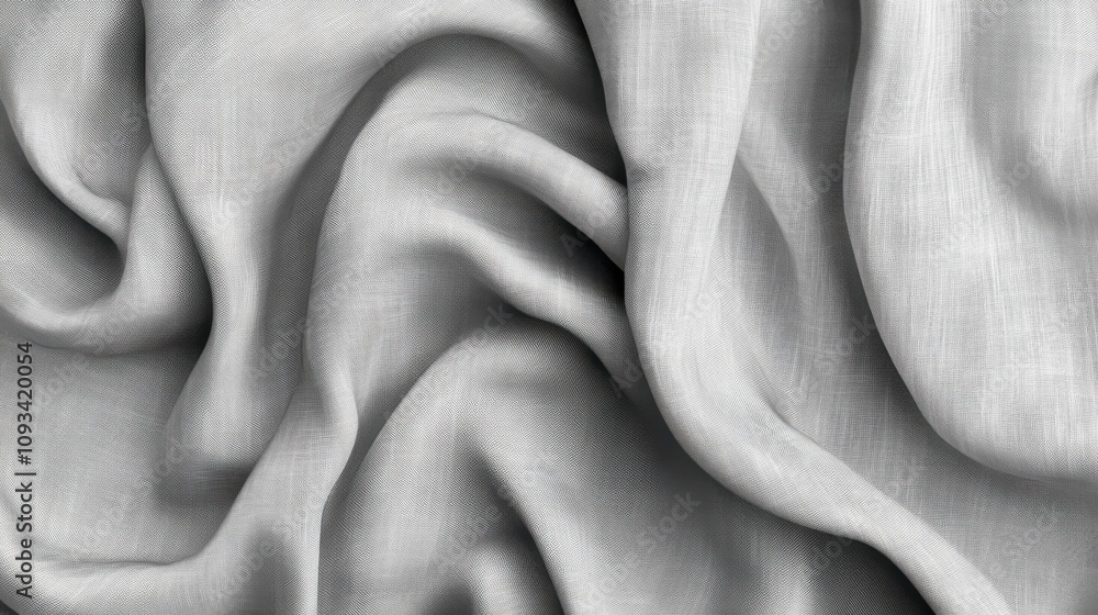 Poster close-up of soft, flowing gray fabric creating elegant waves and textures.