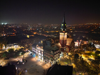 Naklejka premium Subotica Clock Tower Serbia - Aerial Drone View