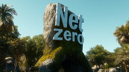 Nature Scene Featuring Net Zero Rock Formation in Lush Environment Emphasizing Sustainability and Green Initiatives