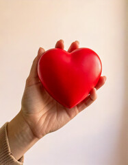 Obraz premium Love, Health Care, Donation and Charity Concept. Close up of Smiling Volunteer Woman Holding a Heart Shape Paper. presenting to Camera 