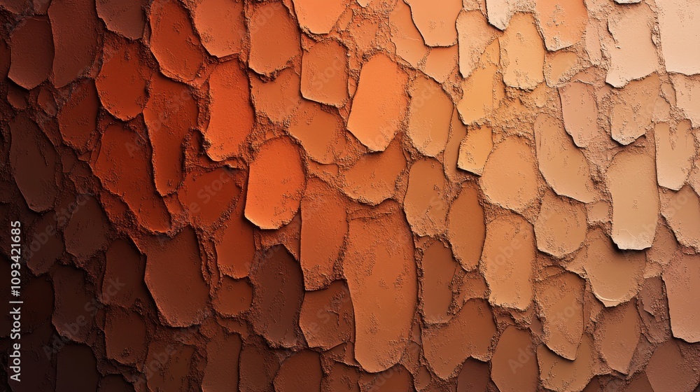 Poster Textured abstract background with warm orange and brown hues, showcasing uneven oval shapes in layered patterns.