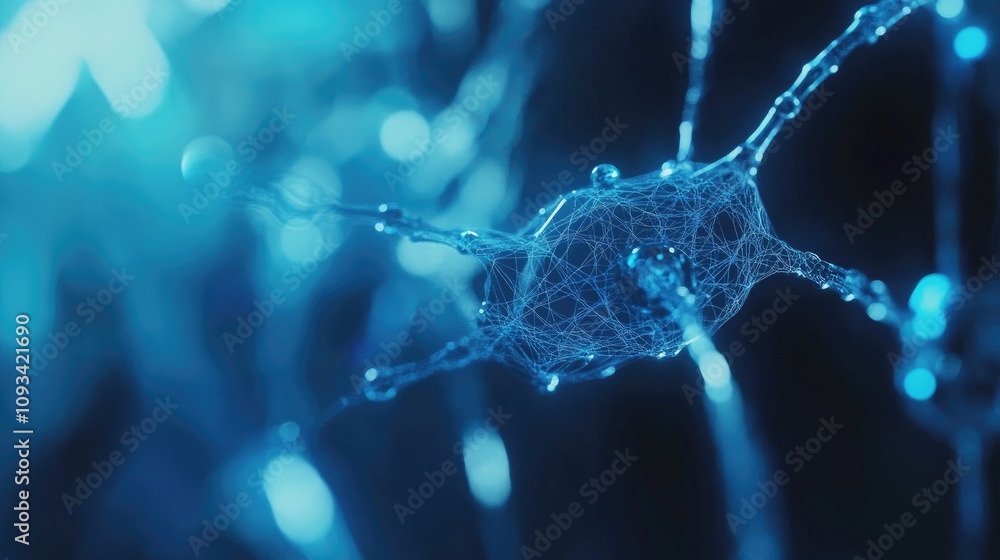 Poster abstract digital backdrop featuring floating nodes and intricate cyber connections in vibrant shades