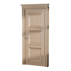 A door with three panels and a silver handle