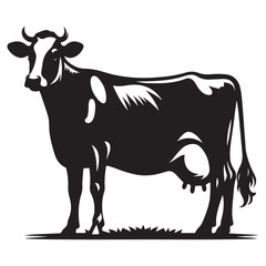 Fototapeta premium Cow black silhouette vector isolated on white background