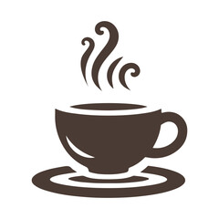 Steaming Coffee Cup Icon on Saucer