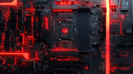Sleek Microchip Integrated Motherboard with Gradient Tones and Copy Space for Branding