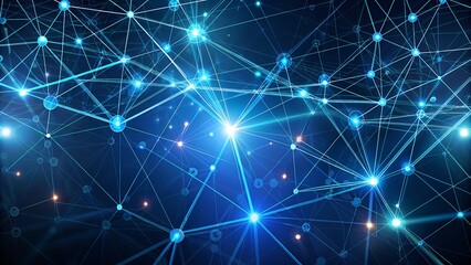 Digital network connection with glowing blue nodes and lines