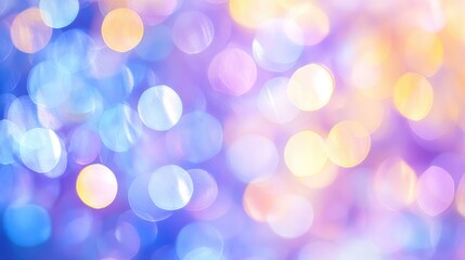 Fototapeta premium Ethereal soft focus background with pastel holographic metallic foil, blending shades of blue, purple, lavender, and yellow in an abstract festive design.