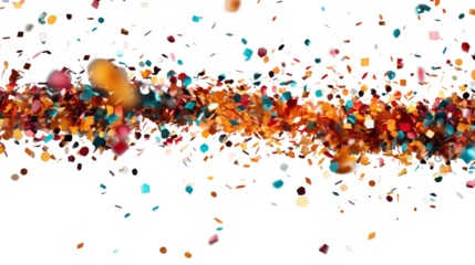A party popper releases vibrant confetti, filling the air with excitement and joy, isolated on transparent background.