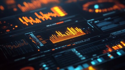 Obraz premium Data Analysis Dashboard: Visualizing Business Insights - Data visualization, business intelligence, digital analytics, market trends, data-driven decisions.