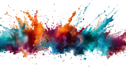 Multicolored confetti bursts across a clean white canvas, adding vibrant energy to a joyful celebration, isolated on transparent background.
