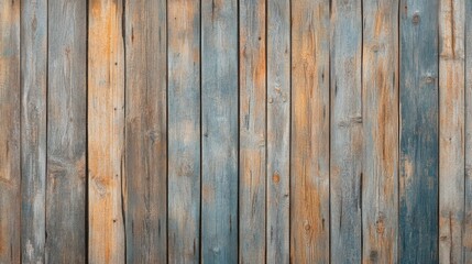 Naklejka premium Textured wooden planks with a blend of blue and brown hues create a rustic backdrop.