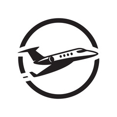 Luxury Travel Private Jet Silhouette - Vector Art Icon