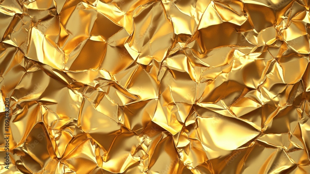 Poster textured gold foil background showcasing an array of crinkles and folds, perfect for elegant design 