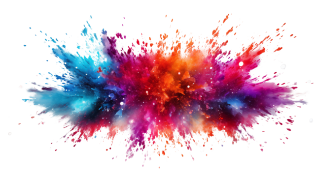 A dynamic explosion of multicolored glitter, adding energy and excitement to your celebration-themed visuals, isolated on transparent background.