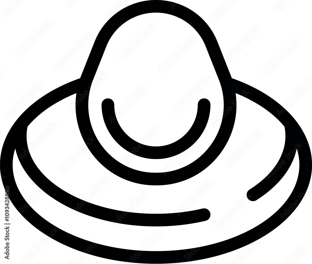 Poster simple black and white line art icon of a flying saucer spaceship hovering with a smiling alien insi