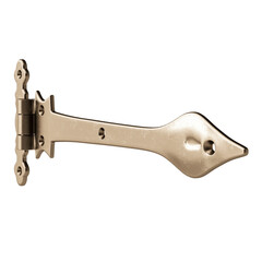 A brass hinge with a pointed end