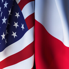 US And Poland Flag Waving Symbol Of Relation