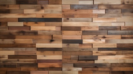 A creative patchwork of wooden planks varying in texture and color, showcasing rustic charm and artisanal craftsmanship.