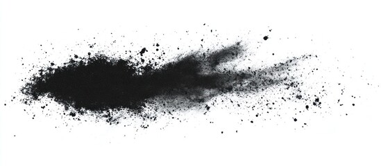 Abstract Black Powder Explosion on White Background