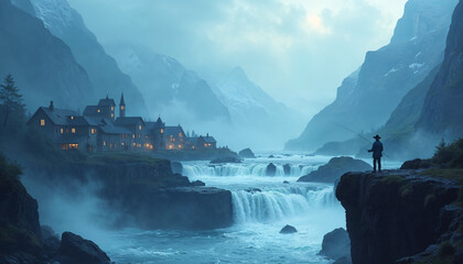 waterfall in the mountains