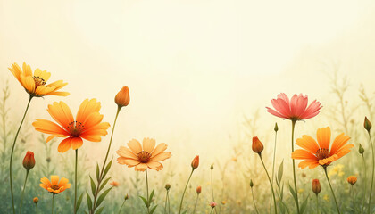 field of poppies and flowers
