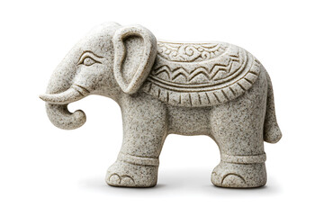 a stone elephant statue on white