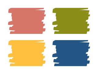 Four multicolored stickers with space for text. Frame for notes, business card. Vector illustration