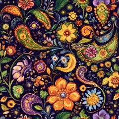 Vibrant floral pattern design textile art creative studio colorful environment close-up view nature-inspired aesthetics