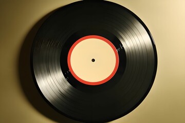 Fototapeta premium Isolated Vinyl Record with Blank Label, music, audio, black, design