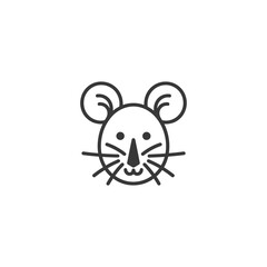 Simple Line Art Illustration Of A Mouse Face