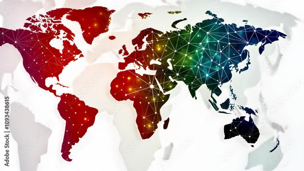 Aufkleber connecting the world through technology and innovation in a global network display