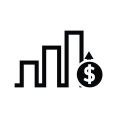 Chart Icons. growing bar graph icon. Business charts and graph icons. Statistics and Analytics Outline Icon, down or up arrow. solid design style