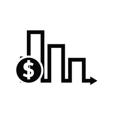 Chart Icons. growing bar graph icon. Business charts and graph icons. Statistics and Analytics Outline Icon, down or up arrow. solid design style