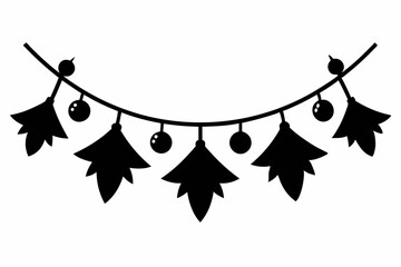 Garland Christmas vector silhouette on white background