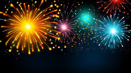 Naklejka premium Vibrant Fireworks Display Illuminating Night Sky