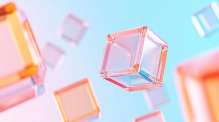 Geometric Glass Cubes in Futuristic Animation