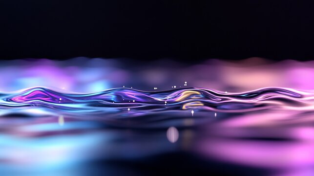 A close up of a blue and purple wave on a black background