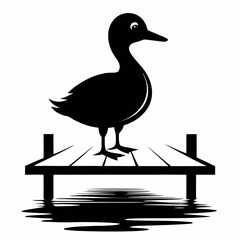 Duck Silhouette - Vector Illustration of Flying and Standing Ducks
