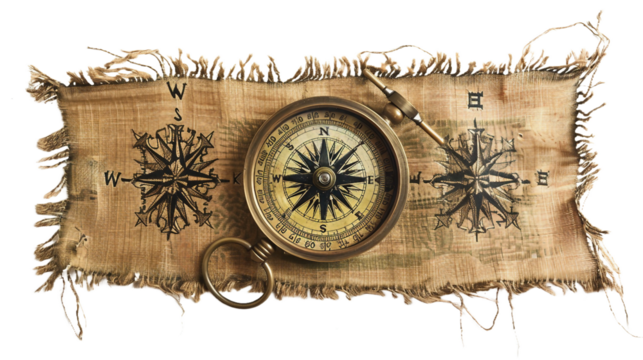 Tapestry with Woven Compass on transparent background PNG.
