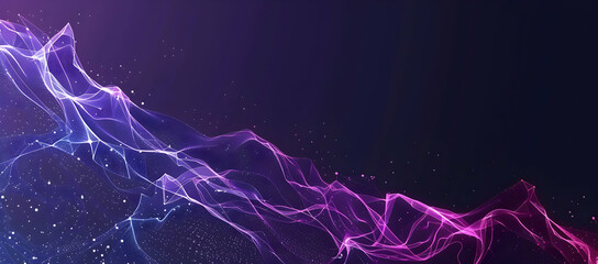 Abstract background with digital connections and data visualization in blue and purple colors.