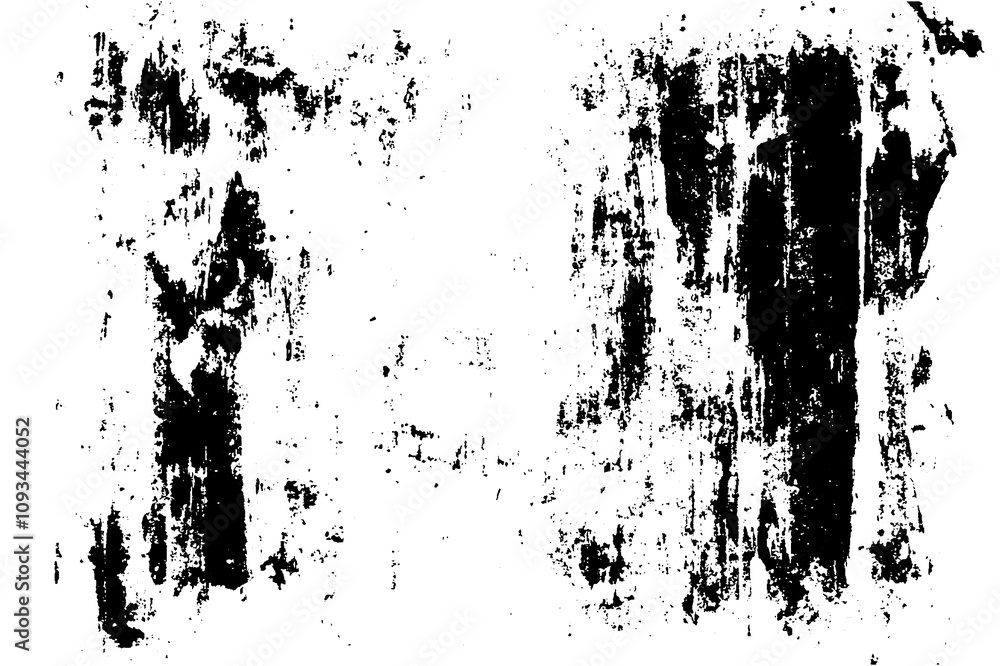 Poster Rough paper background with abstract brush strokes and spray effect. Vector element featuring noise, dust, scratches, and broken ink patterns.