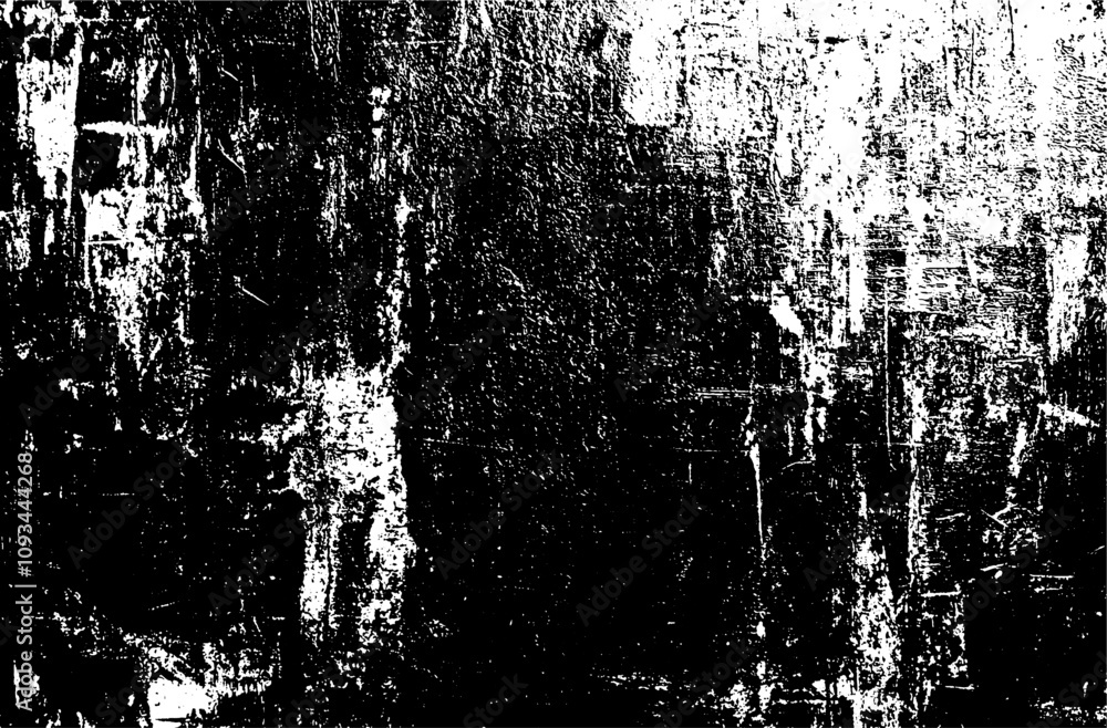 Poster Background with scratch black distress effect. Rough white pattern with vector noise and paper dust overlay.