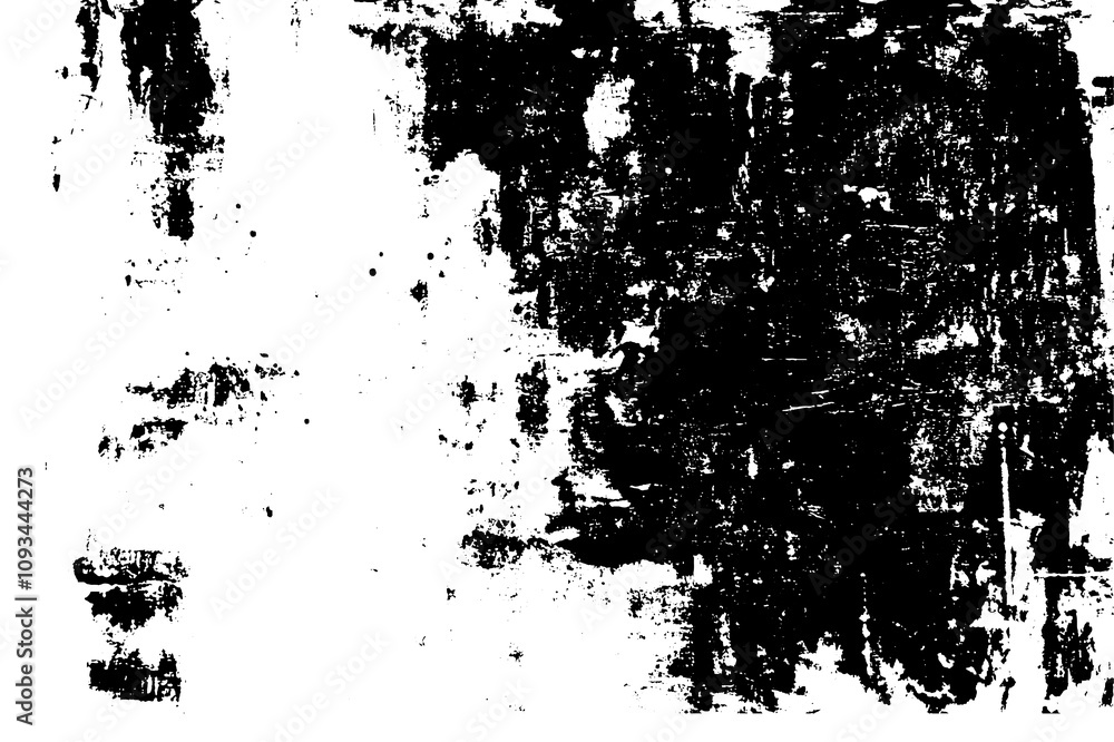 Poster rough scratch background with distress effect, brush paint in vector style and black stamp on white 
