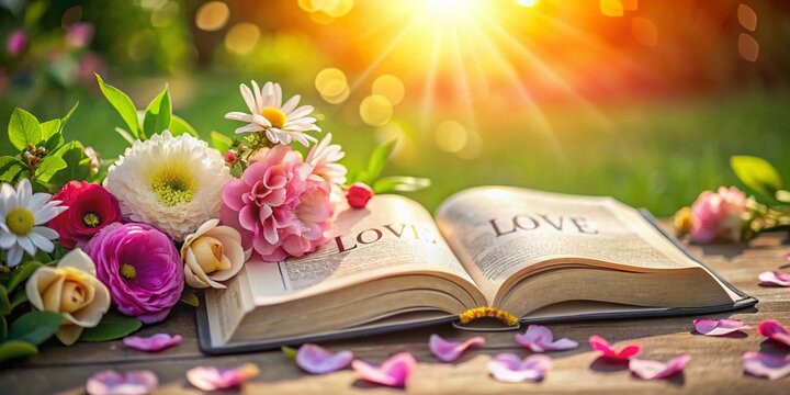 Serene Bible Verses on Love Captured in Nature with High Depth of Field, Featuring Soft Light and Blooming Flowers for Inspirational Home Decor
