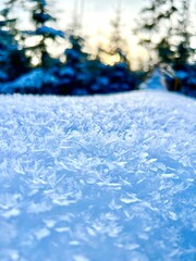 Winterwonderland with white snowflakes and crystals shining and sparkling